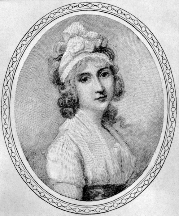 Print after a painting of Angelica Schuyler Church by Richard Cosway, circa 1790