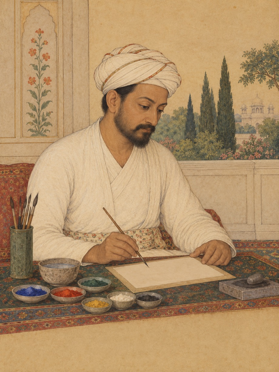 AI-assisted imagined portrait of Basawan; speculative historical reconstruction