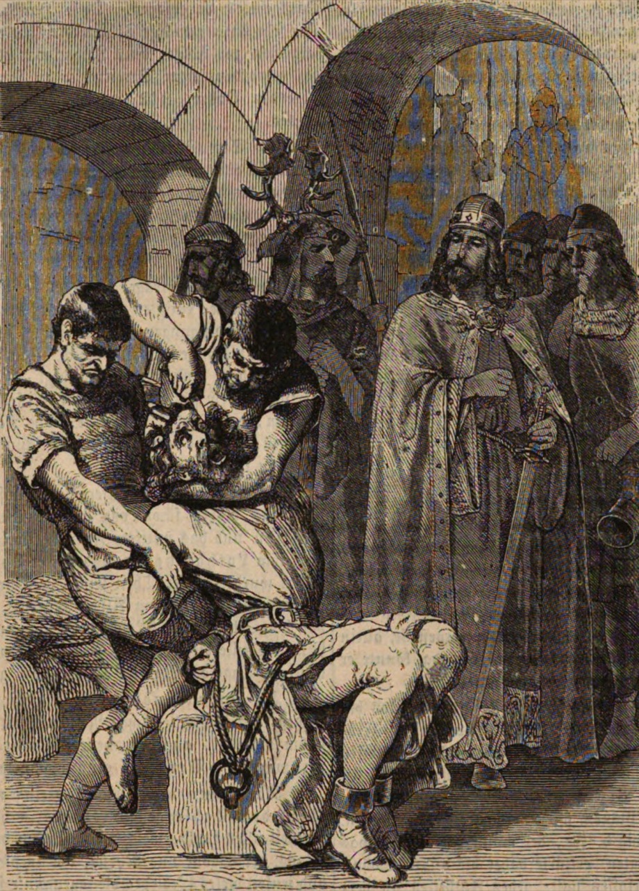 Later historical scene of Louis the Pious ordering Bernard of Italy blinded, by Franz Kollarž, c. 1872