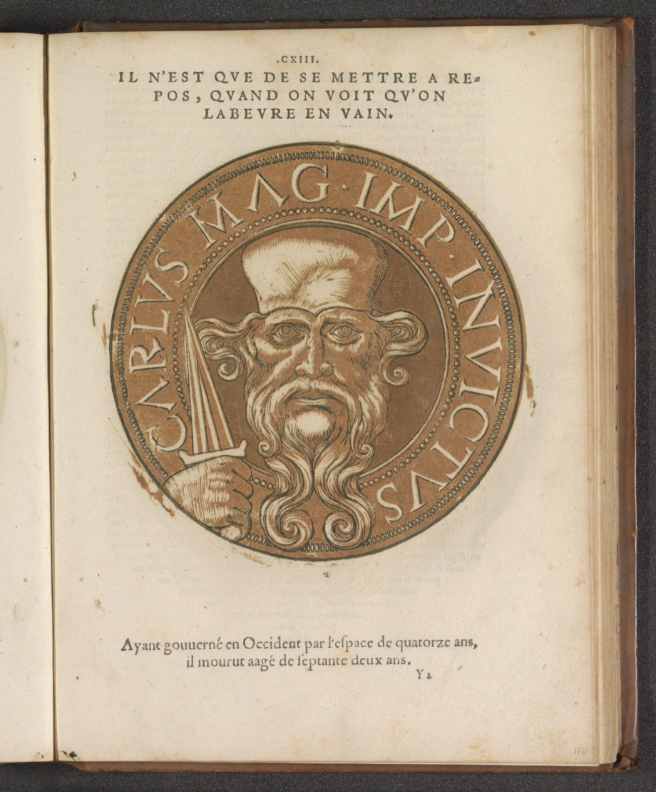 Later printed coin-style portrait of Emperor Charlemagne, by Joos Gietleughen, 1557