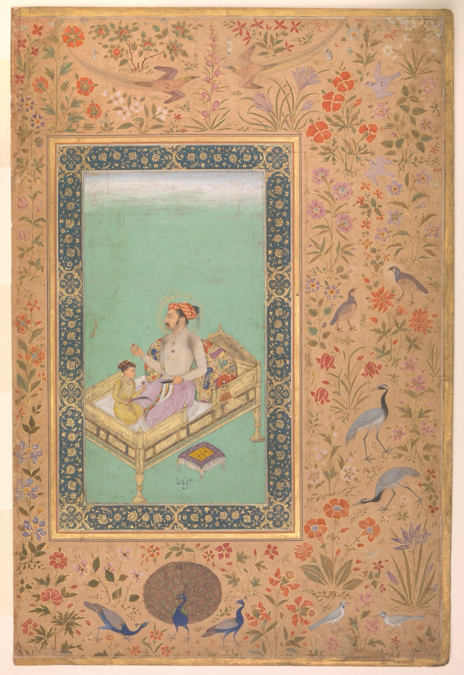 Young Dara Shikoh with his father Shah Jahan examining jewels, painted by Nanha, c. 1620