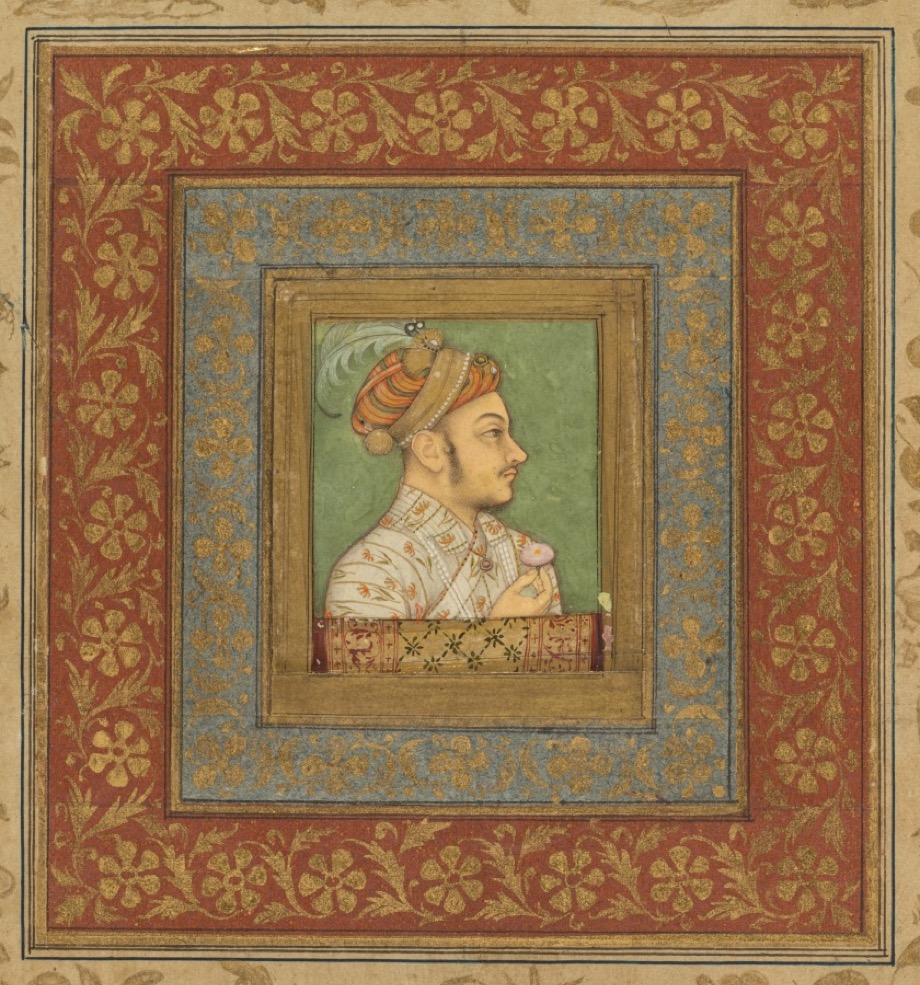 Portrait of Murad Bakhsh, attributed to Balchand, c. 1635, with later album borders