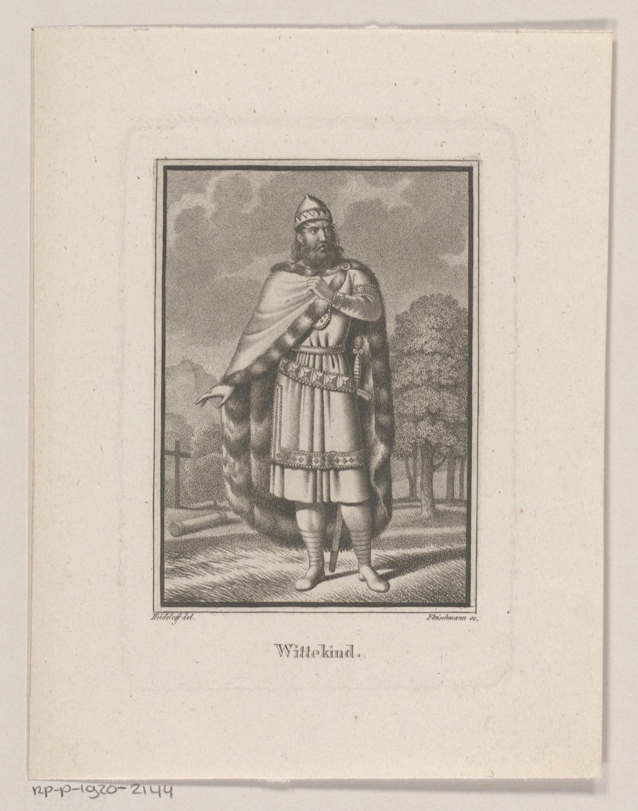 Later engraved portrait of Widukind, the Saxon leader, by Friedrich Fleischmann, 1821