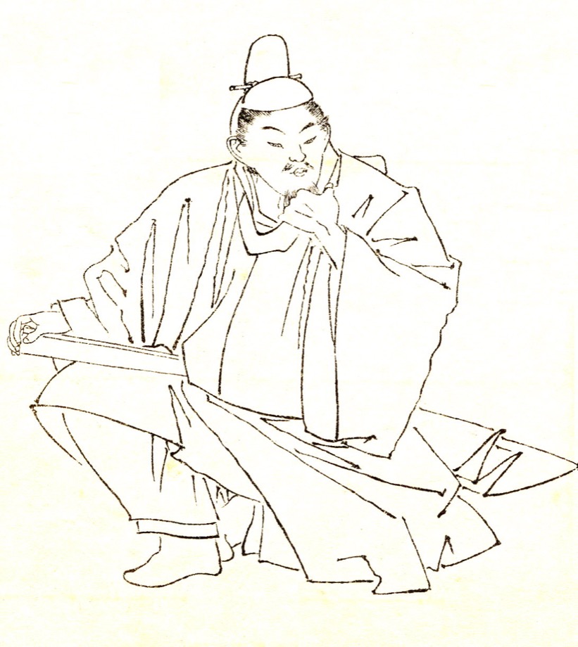 Later seated portrait drawing of Yoshishige no Yasutane by Kikuchi Yōsai, 19th century